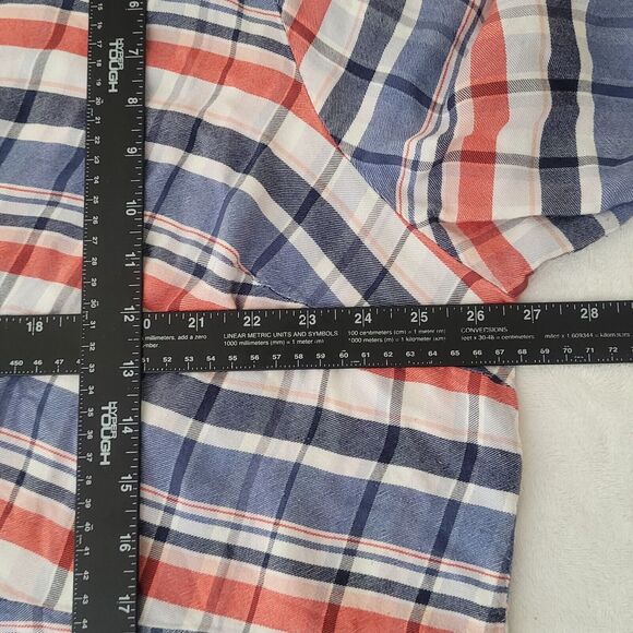 Catherines Red White Blue Patriotic Plaid Twist Front Button Down Blouse Size 3X - Picture 5 of 6